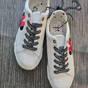 Disney Kids White and Black Sneakers with Minnie Mouse Design